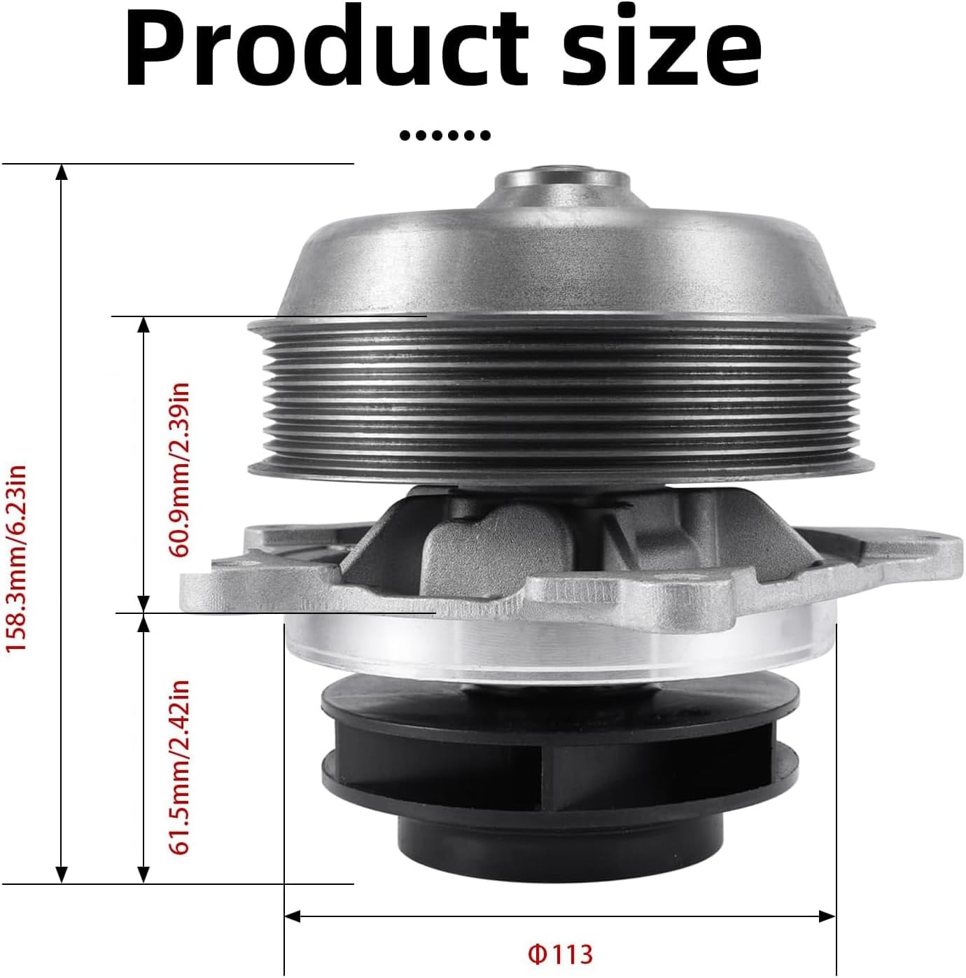 Blrack 2042162 Water Pump Fits for PACCAR/DAF MX-13 CF XF Euro 6 Engine With 112mm impeller 1956779 2042162R