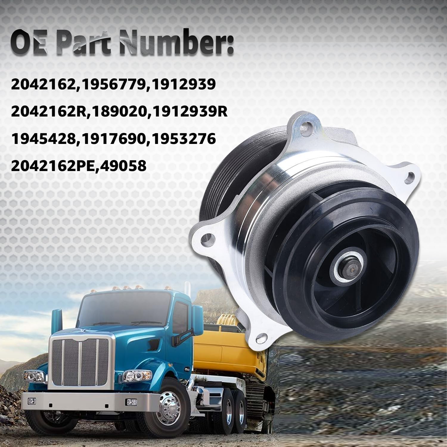 Blrack 2042162 Water Pump Fits for PACCAR/DAF MX-13 CF XF Euro 6 Engine With 112mm impeller 1956779 2042162R