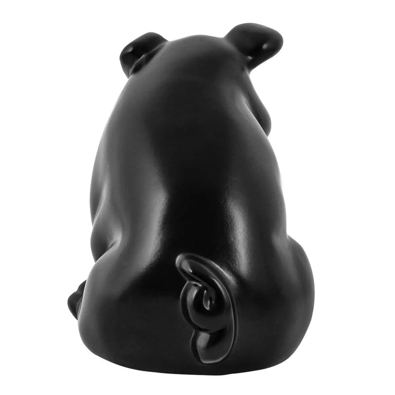 Matte Black Smiling Pig Hood Ornament