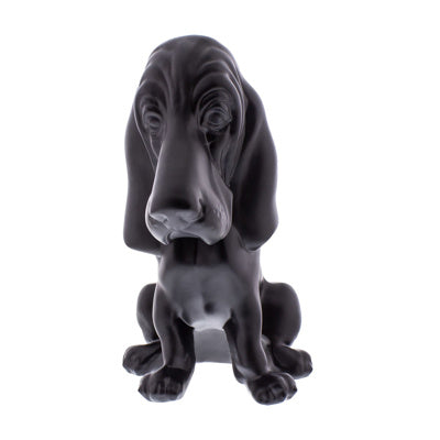 Matte Black Bassett Hound Hood Ornament