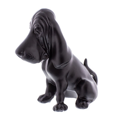 Matte Black Bassett Hound Hood Ornament